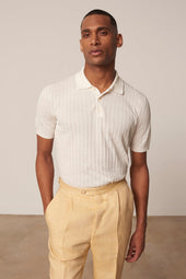 Polo Alvaro en coton et lin blanc