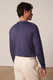 Pull Pedro en laine mérinos bleu