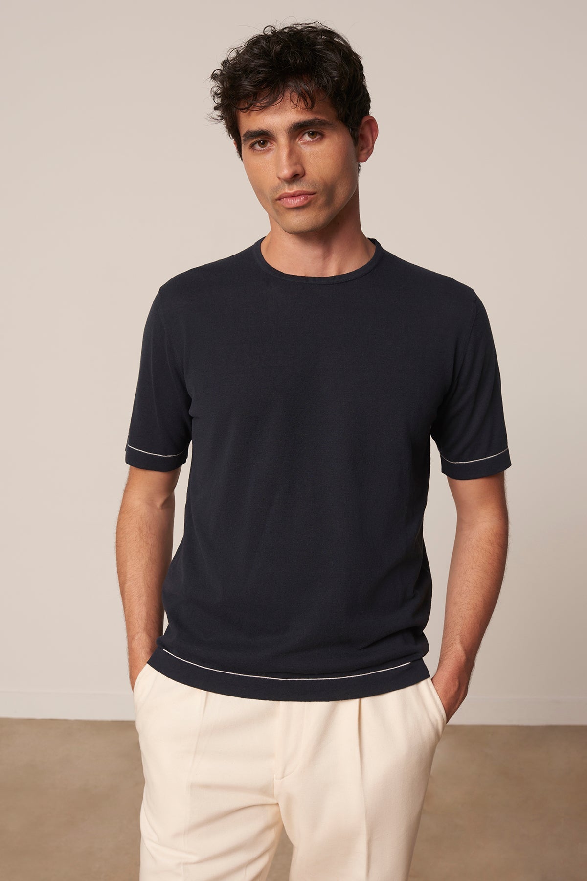 T Shirt Diego En Coton Et Lin Marine