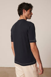 T Shirt Diego En Coton Et Lin Marine