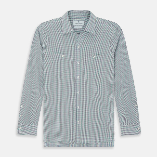 Green Graph Overlay Micro Check Piccadilly Shirt