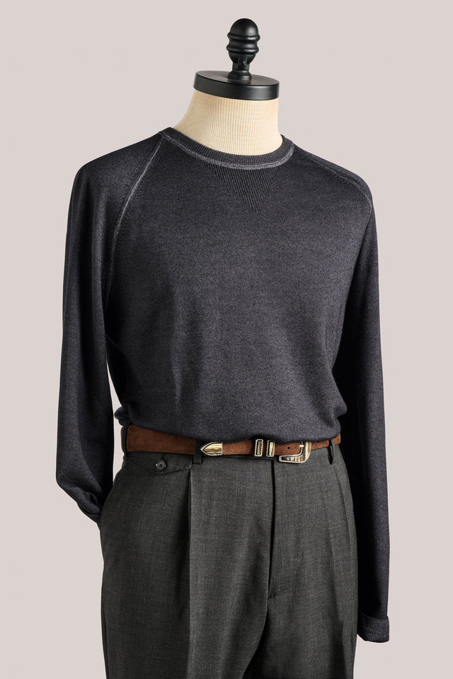 Alcott Raglan Crew Sweater - Wool - Vintage Wash Charcoal