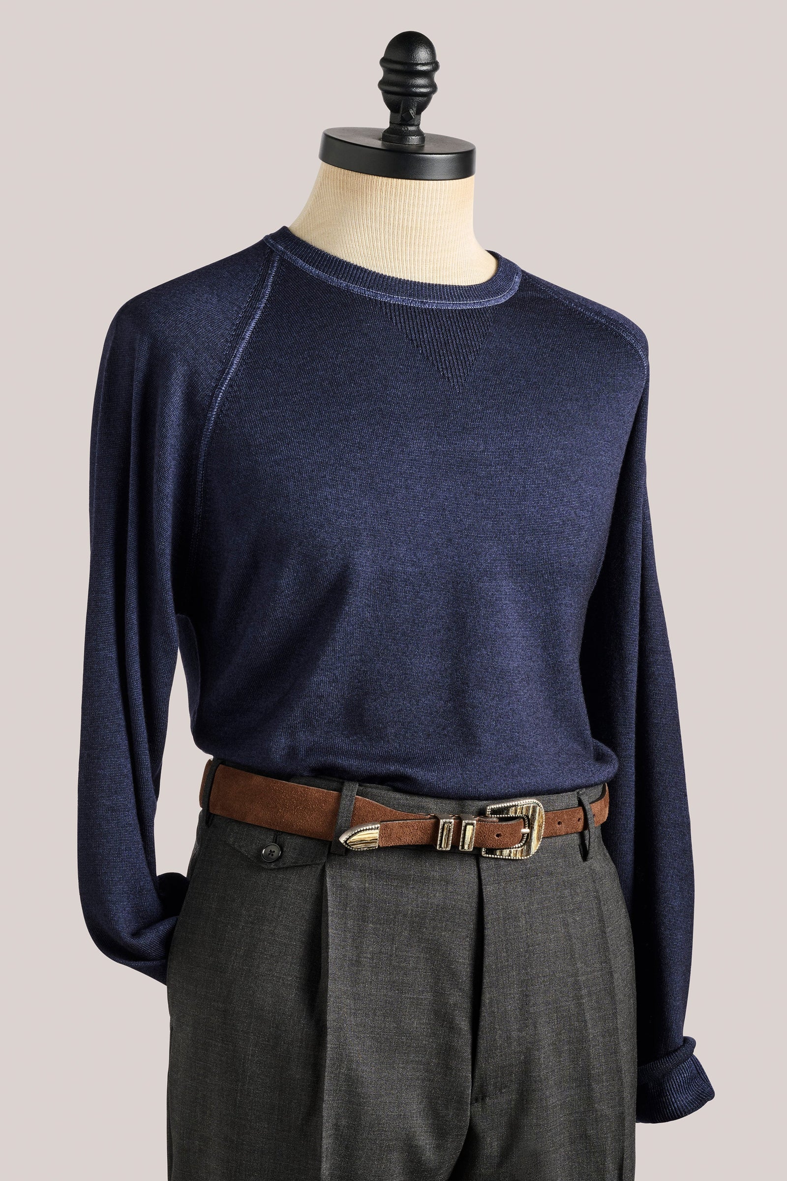 Alcott Raglan Crew Sweater Wool Vintage Wash Blue