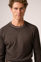 Alcott Raglan Crew Sweater Wool Vintage Wash Brown