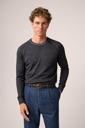 Alcott Raglan Crew Sweater - Wool - Vintage Wash Charcoal
