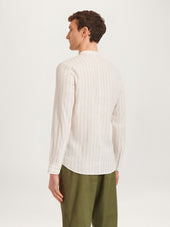 The All Day Shirt Linen Collarless Stripe Linen