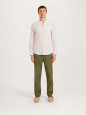 The All Day Shirt Linen Collarless Stripe Linen