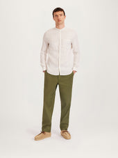 The All Day Shirt Linen Collarless Stripe Linen