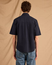Derby Seersucker Shirt in Dark Navy