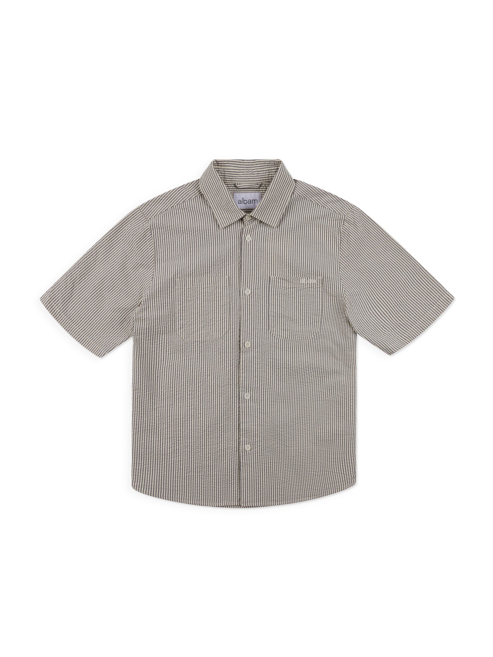 Derby Seersucker Shirt in Washed Navy