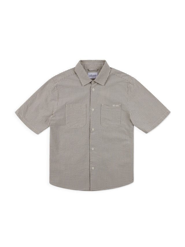 Derby Seersucker Shirt in Washed Navy