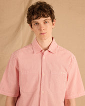 Derby Seersucker Shirt in Washed Red