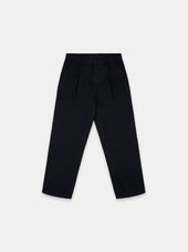 Kent Cotton Pleat Trouser in Dark Navy