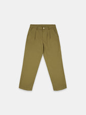 Kent Cotton Pleat Trouser in Khaki