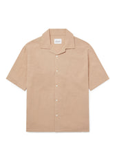 Crinkle Holiday Shirt in Warm Beige
