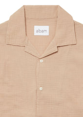 Crinkle Holiday Shirt in Warm Beige