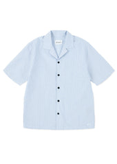 Oxford Stripe Fenton Shirt in Washed Blue