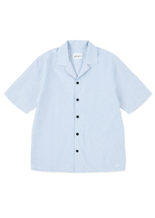 Oxford Stripe Fenton Shirt in Washed Blue