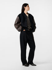 Alph Leather Bomber Jacket In Cocoa