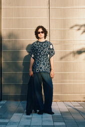 Estate Blue Cotton Pleated Trousers