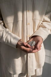 Off White Oversized Shirt In Undyed Handspun Denim