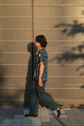 Estate Blue Cotton Pleated Trousers