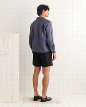 Alumni Stripe Long Sleeve Shirt- Blue