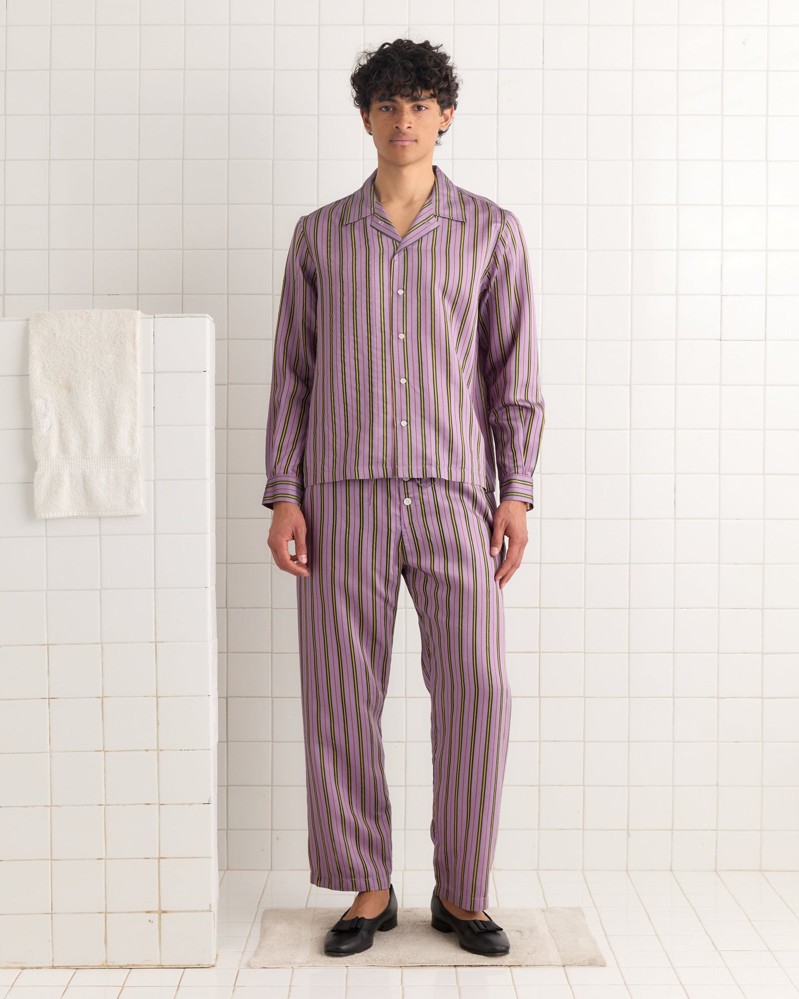 Alumni Stripe Long Sleeve Shirt - Purple