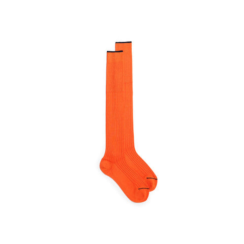 Orange Filo di Scozia mercerised cotton high socks