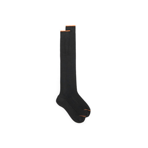 Black Filo di Scozia mercerised cotton high socks