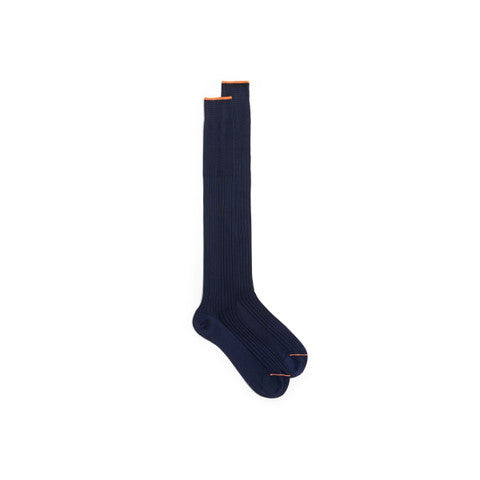 Blue Filo di Scozia mercerised cotton high socks