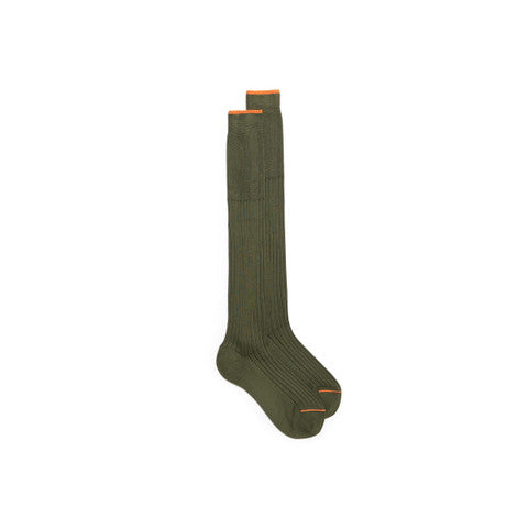 Green Filo di Scozia mercerised cotton high socks