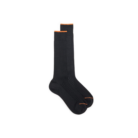 Black Filo di Scozia mercerised cotton crew socks