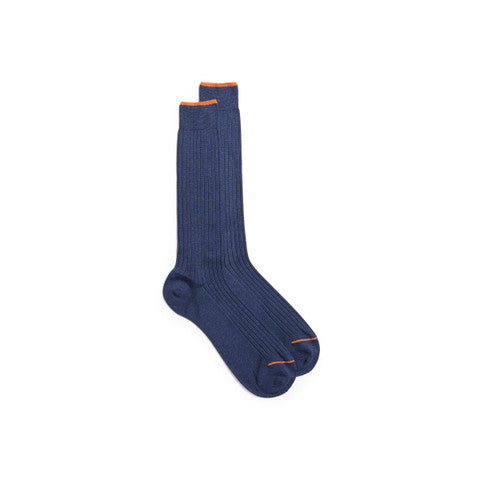 Blue Filo di Scozia mercerised cotton crew socks