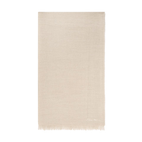 Beige Linen Cashmere And Silk Scarf
