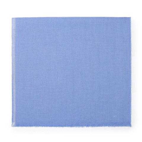 Light blue linen, cashmere and silk scarf