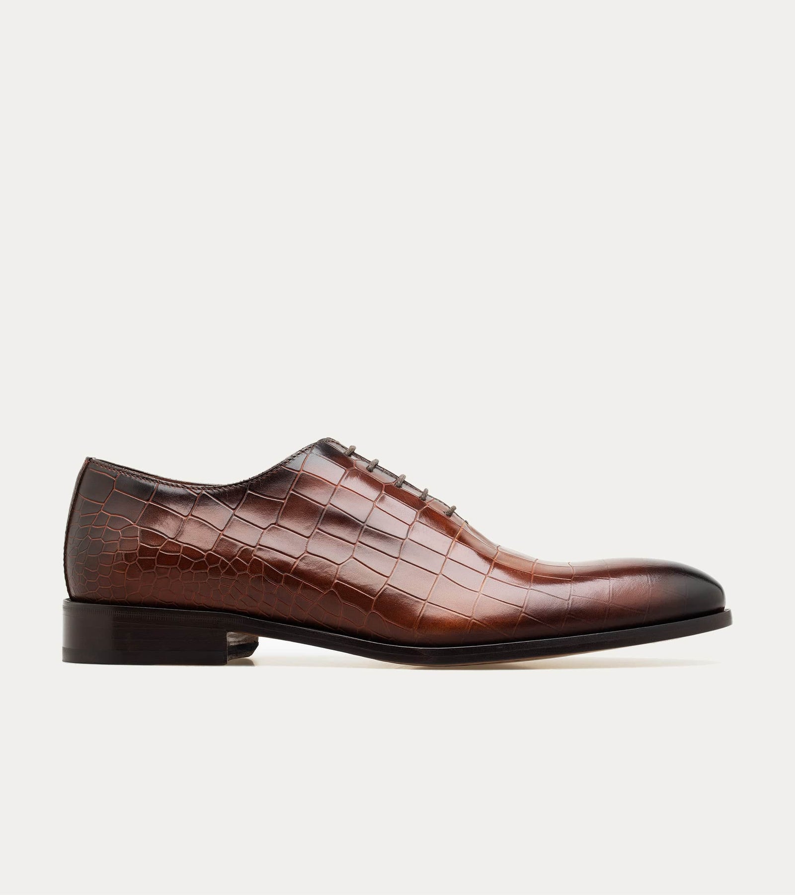 Carlo Wholecut Oxford Plain Toe Brandy Nicol Croc