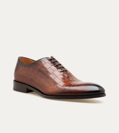 Carlo Wholecut Oxford Plain Toe Brandy Nicol Croc