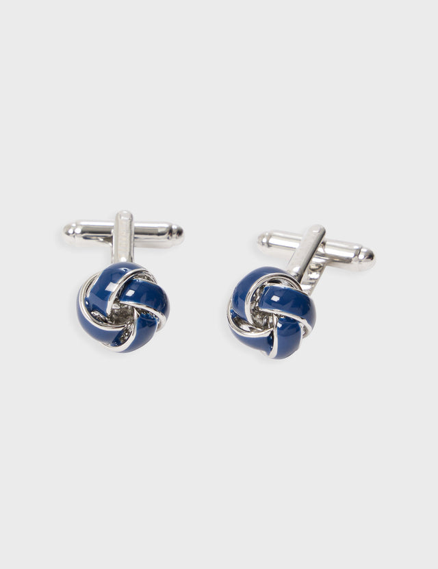 Boutons de manchette marine et argentés