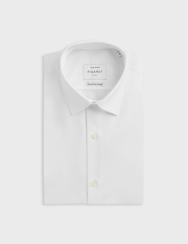 Fitted white easy-iron shirt