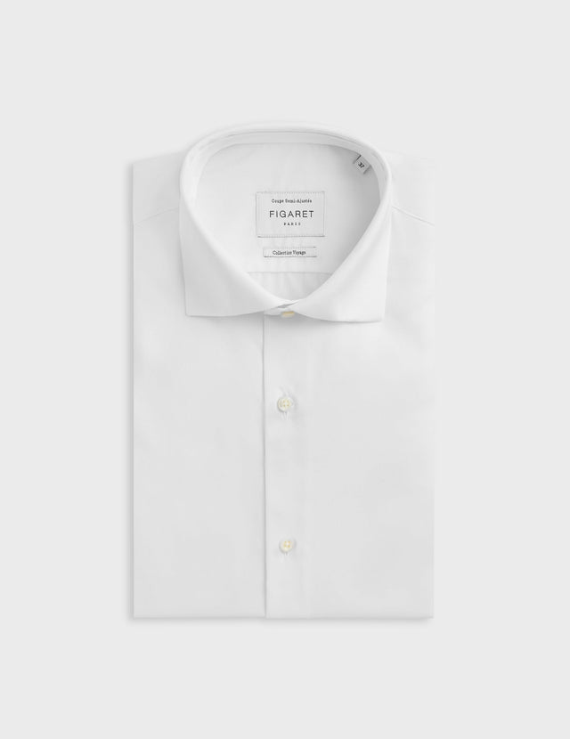 Semi-fitted white easy-iron shirt