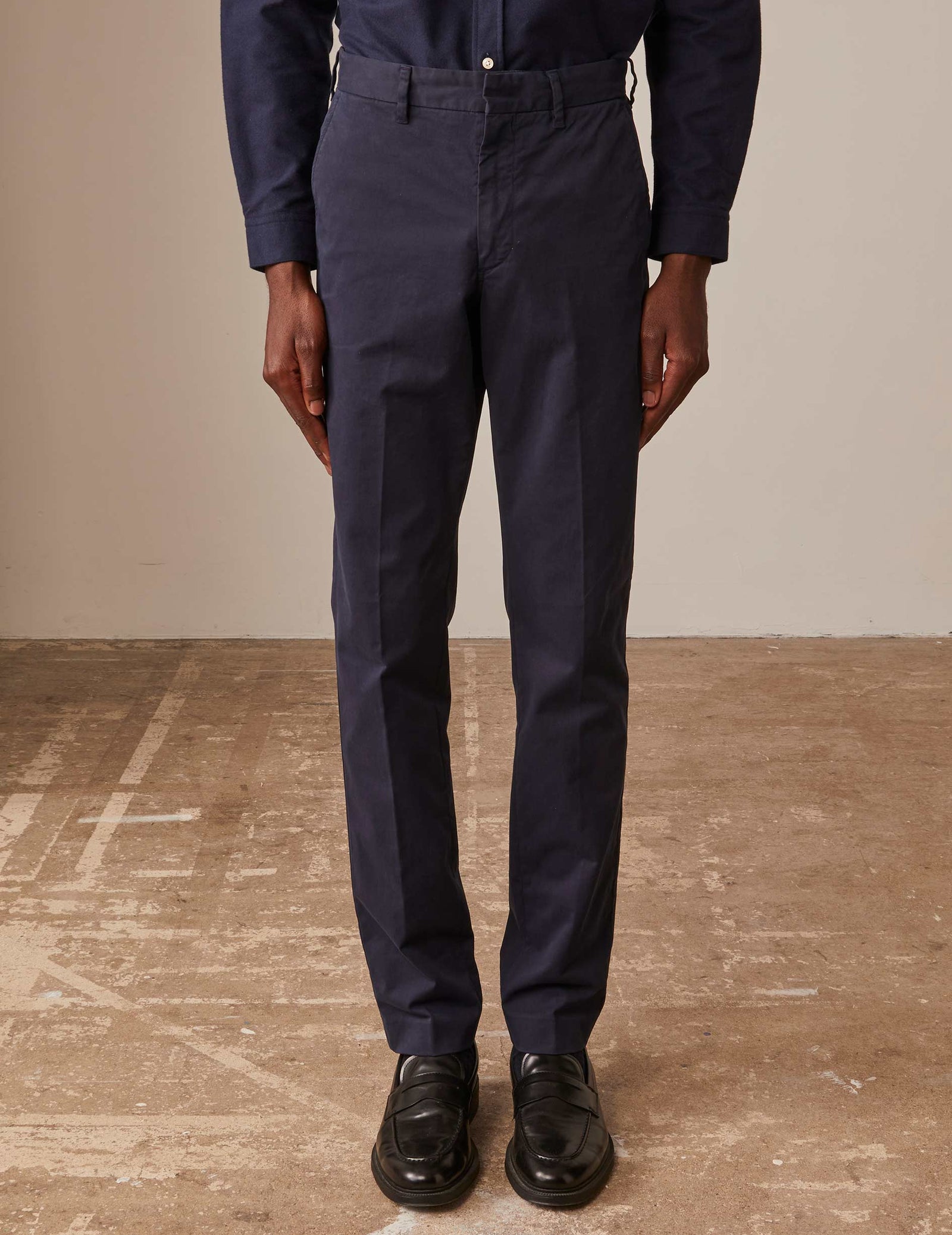 Chino Maxence En Coton Marine