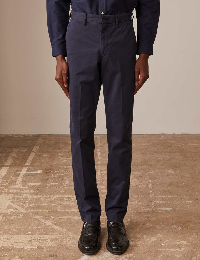 Chino Maxence En Coton Marine