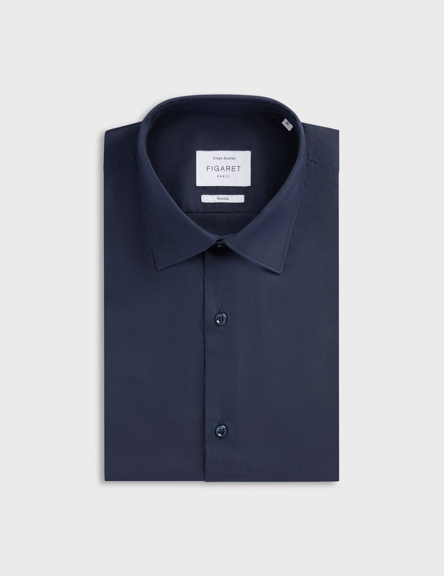 Chemise Ajustée stretch bleu marine