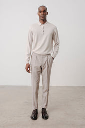 Polo Manches Longues Jacob En Laine M Rinos Beige