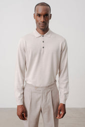 Polo Manches Longues Jacob En Laine M Rinos Beige