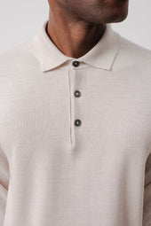 Polo Manches Longues Jacob En Laine M Rinos Beige