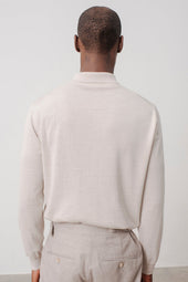 Polo Manches Longues Jacob En Laine M Rinos Beige