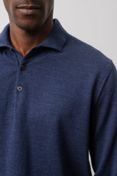 Polo Manches Longues Jacob En Laine M Rinos Marine