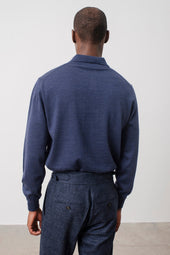 Polo Manches Longues Jacob En Laine M Rinos Marine